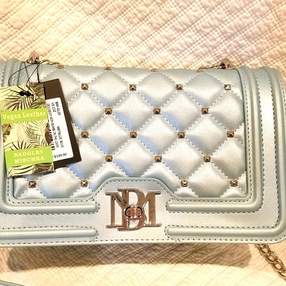 LAST ONE!-NWT Badgley Mischka Quilted Blue Crossbody - Picture 4 of 12